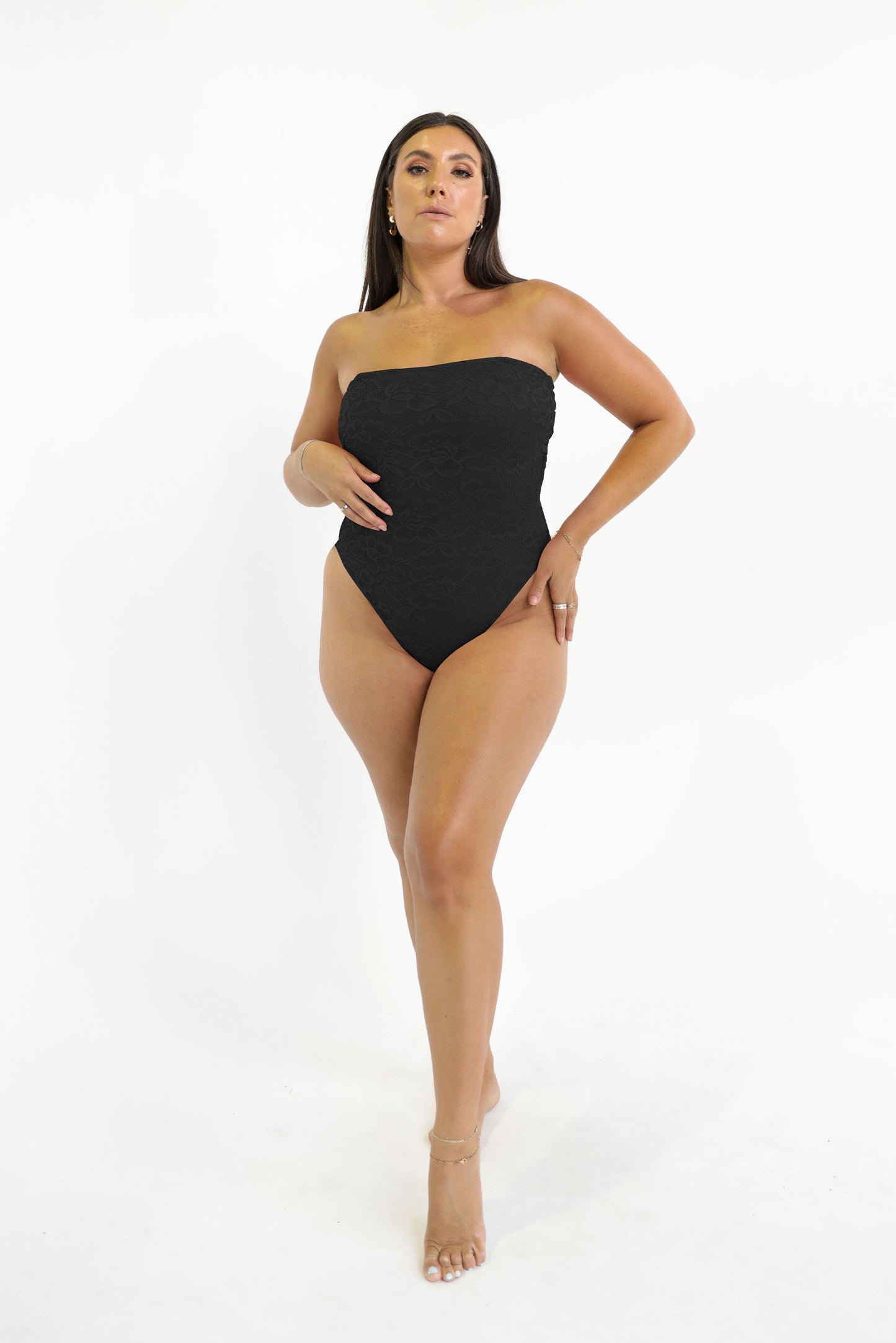 One Piece Sabrina Black Lace