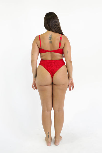 One Piece Sabrina Red Lace